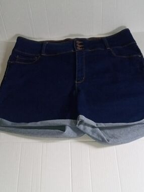 Wax Jean Dark Blue Rolled Hem Denim Shorts 3XL